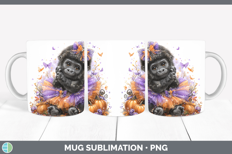 Animals Halloween Gorilla Mug Wrap Sublimation Coffee Cup De