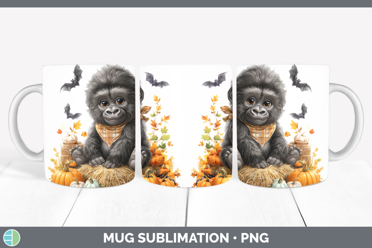 Animals Halloween Gorilla Mug Wrap Sublimation Coffee Cup De