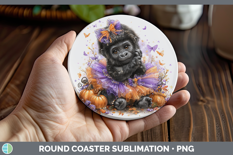 Animals Halloween Gorilla Round Coaster Sublimation Coaster