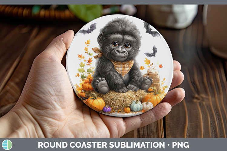 Animals Halloween Gorilla Round Coaster Sublimation Coaster