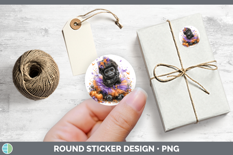 Animals Halloween Gorilla Stickers | Round Labels Designs