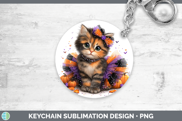 Animals Halloween Kitten Keychain Sublimation Keyring Design