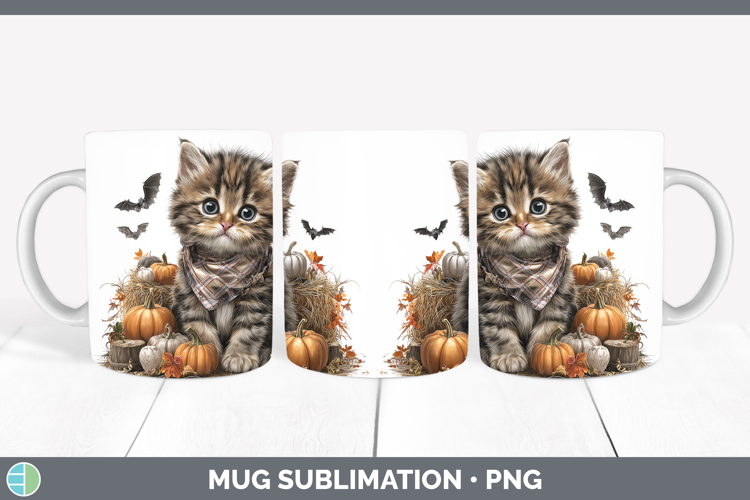 Animals Halloween Kitten Mug Wrap Sublimation Coffee Cup Des