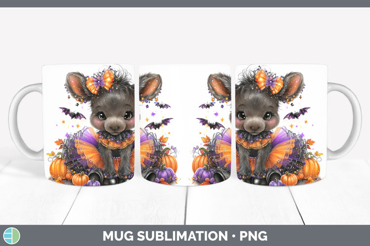 Animals Halloween Moose Mug Wrap Sublimation Coffee Cup Desi