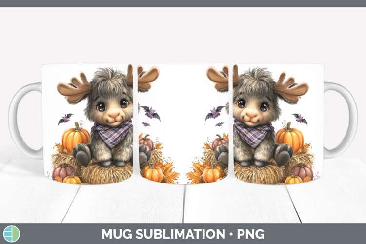 Animals Halloween Moose Mug Wrap Sublimation Coffee Cup Desi