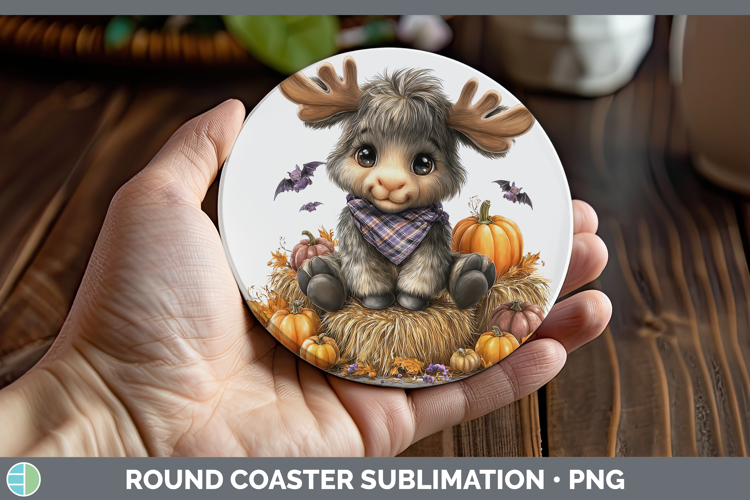 Animals Halloween Moose Round Coaster Sublimation Coaster De