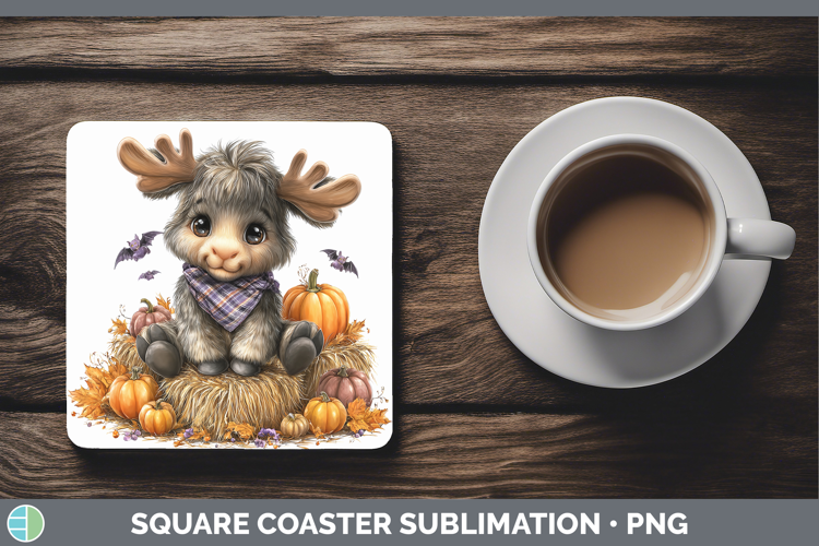 Animals Halloween Moose Square Coaster Sublimation Coaster D