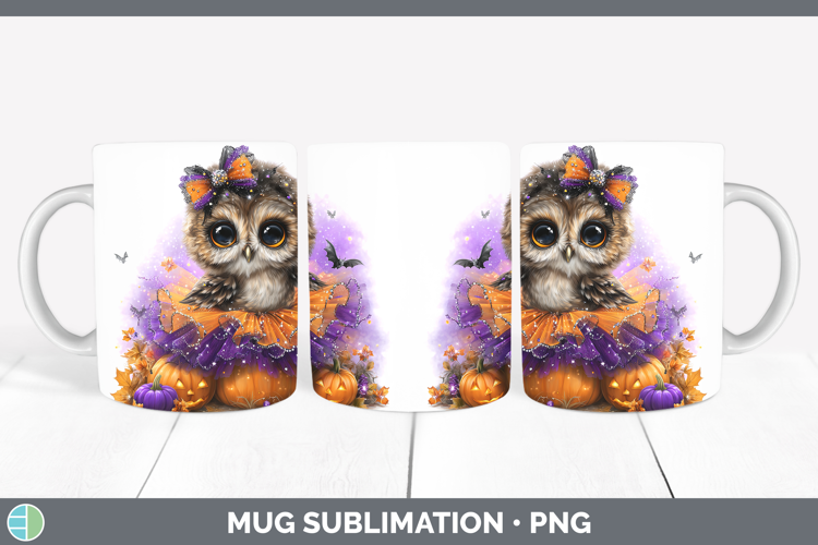Animals Halloween Owl Mug Wrap Sublimation Coffee Cup Design