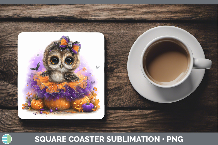 Animals Halloween Owl Square Coaster Sublimation Coaster Des