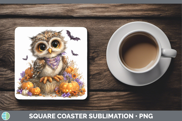Animals Halloween Owl Square Coaster Sublimation Coaster Des