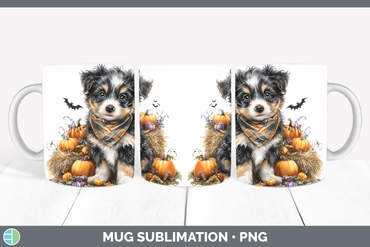 Animals Halloween Puppy Mug Wrap Sublimation Coffee Cup Desi