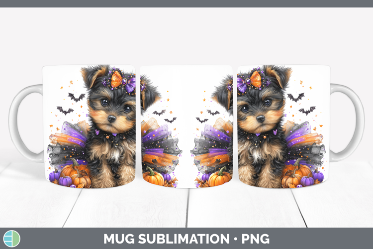 Animals Halloween Puppy Mug Wrap Sublimation Coffee Cup Desi