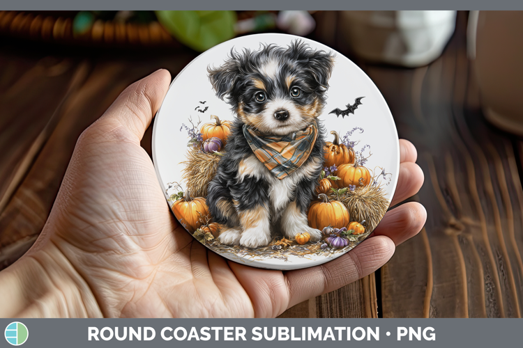 Animals Halloween Puppy Round Coaster Sublimation Coaster De