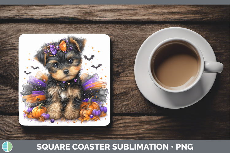Animals Halloween Puppy Square Coaster Sublimation Coaster D
