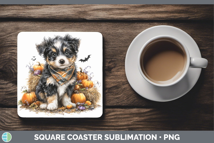 Animals Halloween Puppy Square Coaster Sublimation Coaster D