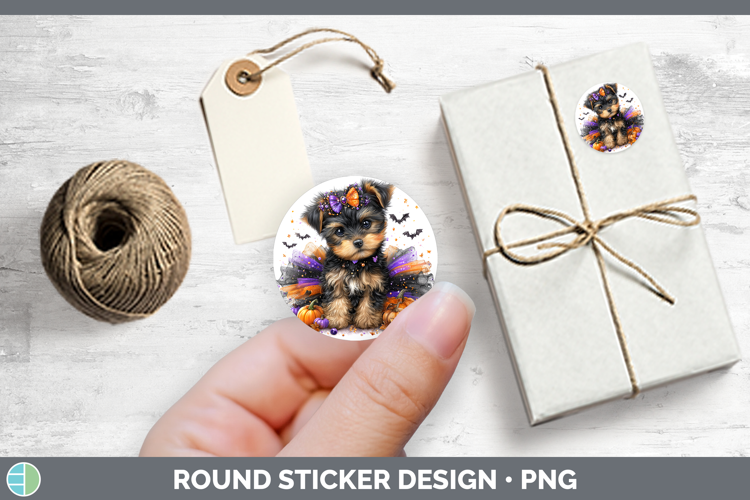 Animals Halloween Puppy Stickers | Round Labels Designs