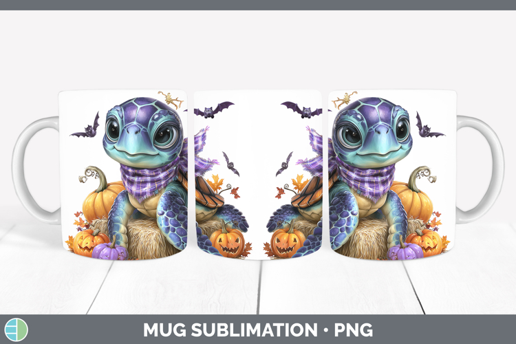 Animals Halloween Sea Turtle Mug Wrap Sublimation Coffee Cup