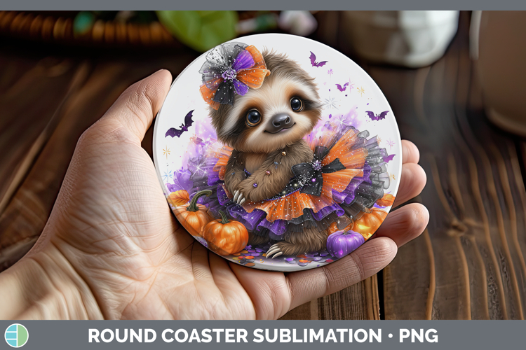 Animals Halloween Sloth Round Coaster Sublimation Coaster De