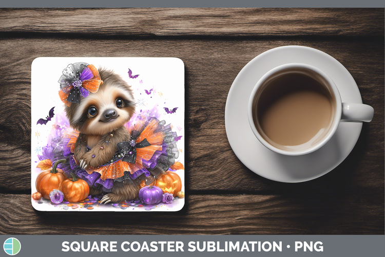 Animals Halloween Sloth Square Coaster Sublimation Coaster D