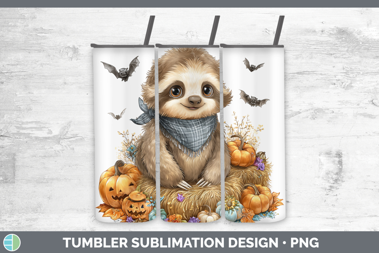 Animals Halloween Sloth Tumbler Sublimation 20 oz Skinny Tum
