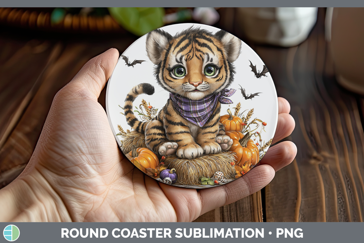 Animals Halloween Tiger Round Coaster Sublimation Coaster De