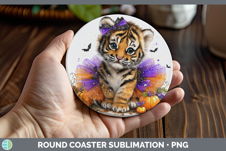Animals Halloween Tiger Round Coaster Sublimation Coaster De