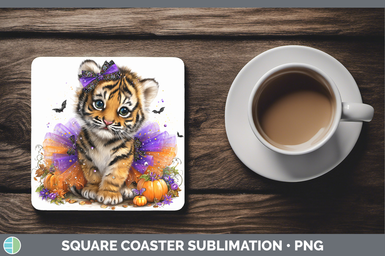 Animals Halloween Tiger Square Coaster Sublimation Coaster D