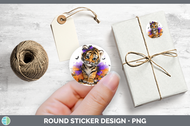 Animals Halloween Tiger Stickers | Round Labels Designs