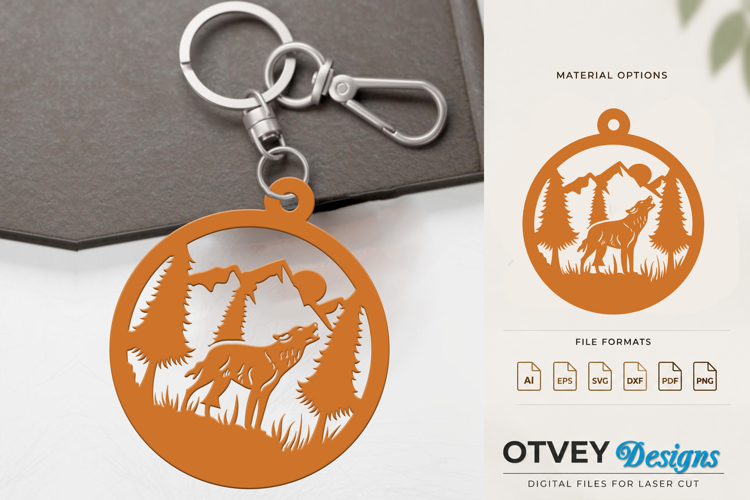 Wildlife Wolf Forest Keychain Lasercut