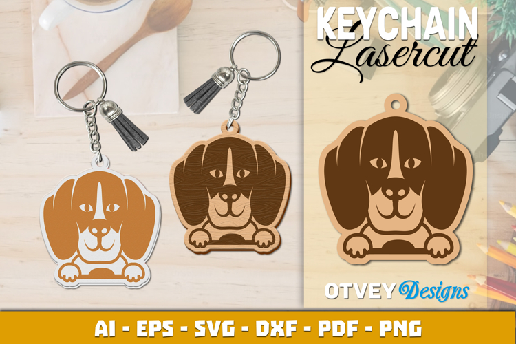 Dog Beagle Keychain Lasercut