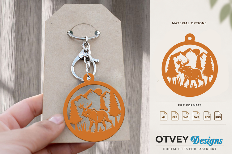 Wildlife Moose Mountain Keychain Lasercut