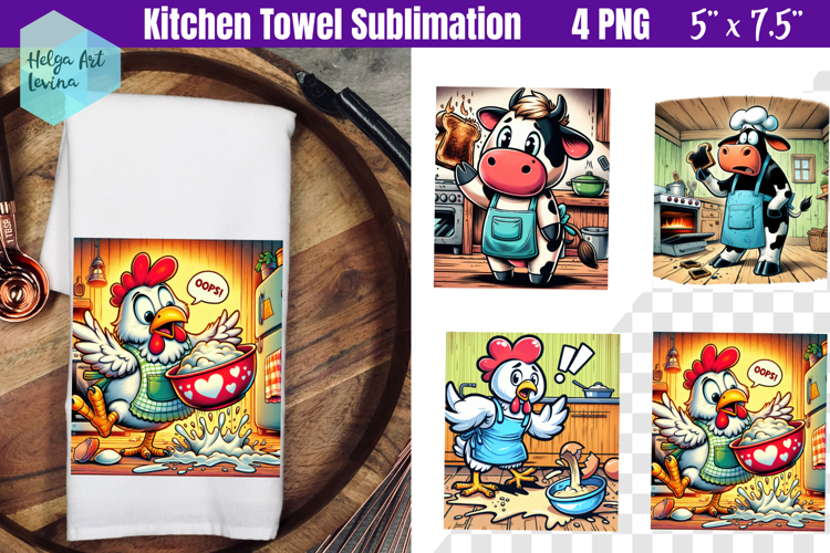 Funny farm animals Kitchen Towel Sublimation