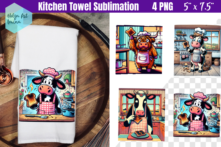 Funny farm animals Kitchen Towel Sublimation