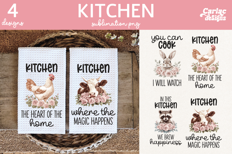 Animals Kitchen Towel Sublimation, Farmhouse Kitchen Towel