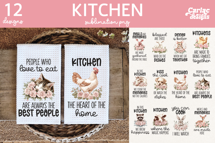 Animals Kitchen Towel Sublimation, Farmhouse Kitchen Towel
