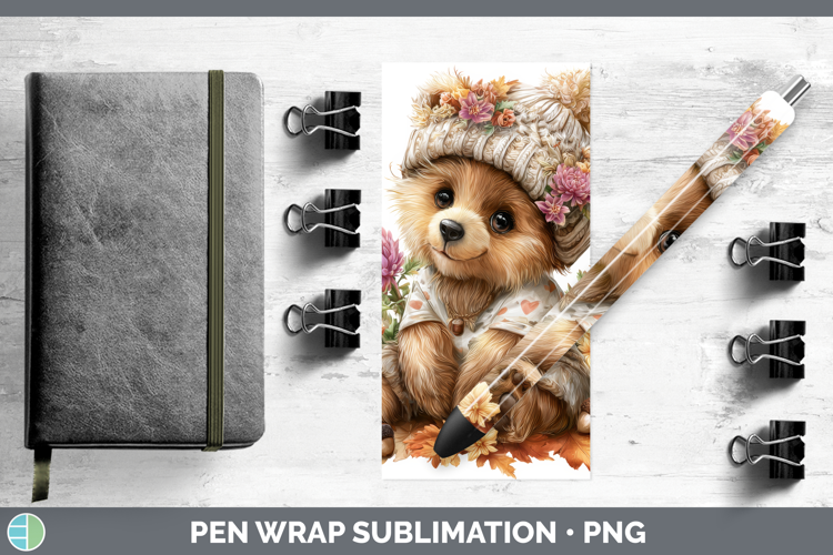Bear Pen Wrap Animals Knit Hat Sublimation Pen Designs