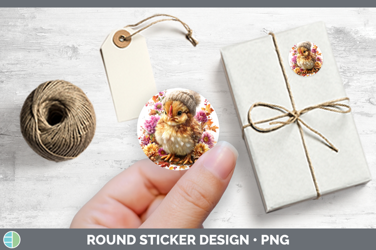 Animals Knit Hat Chicken Stickers | Round Labels Designs