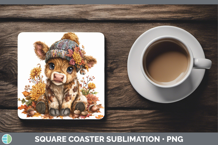Cow Square Coaster Animals Knit Hat Sublimation Coaster Desi