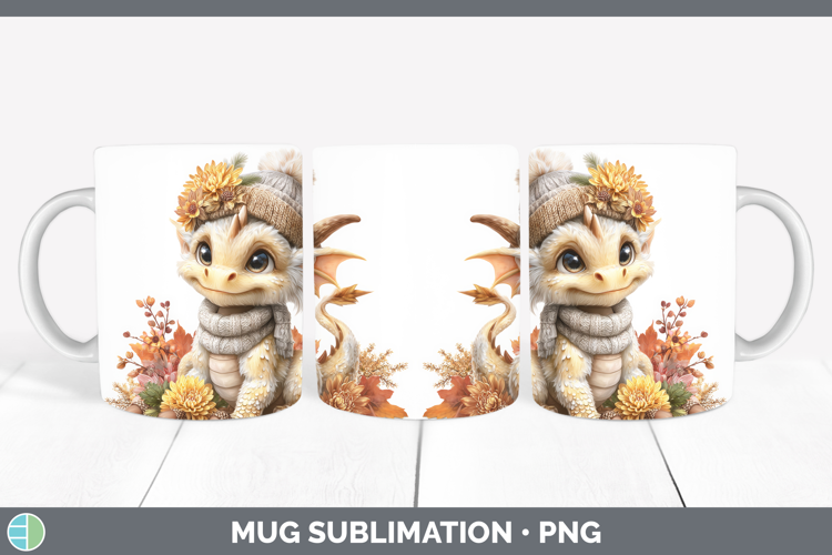 Dragon Mug Wrap Animals Knit Hat Sublimation Coffee Cup Desi