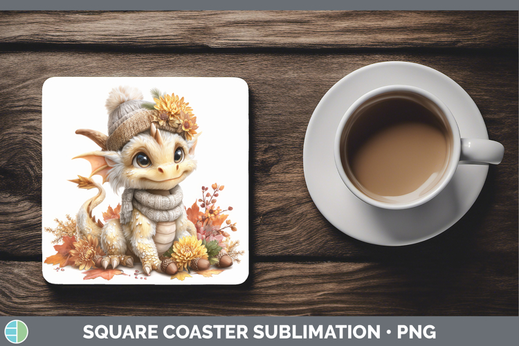 Dragon Square Coaster Animals Knit Hat Sublimation Coaster D