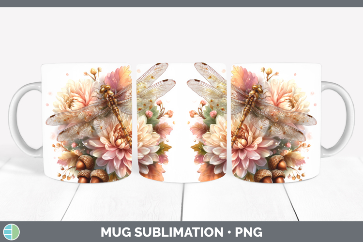 Dragonfly Mug Wrap Animals Knit Hat Sublimation Coffee Cup D