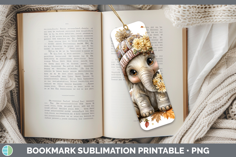 Elephant Bookmark Animals Knit Hat Sublimation Printable Des
