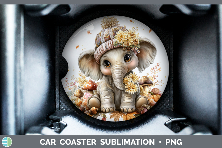 Elephant Car Coaster Animals Knit Hat Sublimation Designs