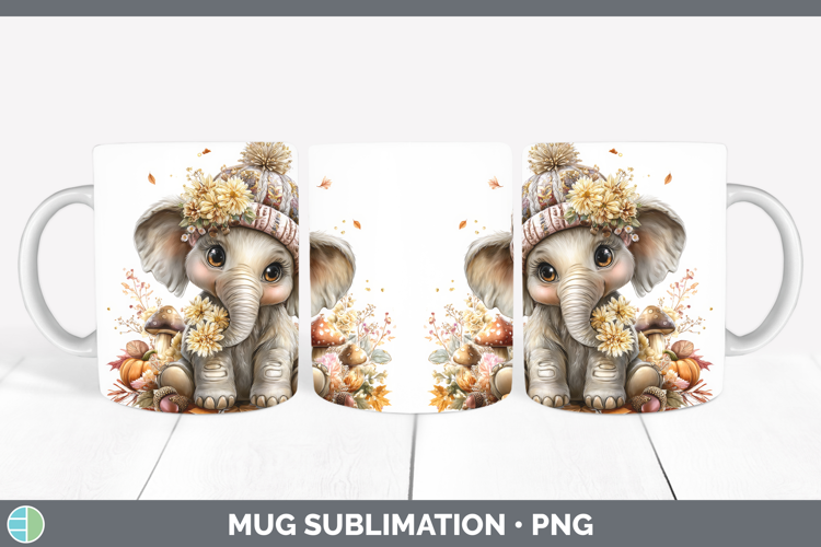 Elephant Mug Wrap Animals Knit Hat Sublimation Coffee Cup De