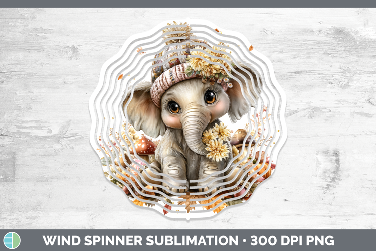 Elephant Wind Spinner Animals Knit Hat Sublimation Spinner D