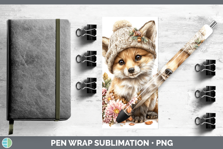 Fox Pen Wrap Animals Knit Hat Sublimation Pen Designs