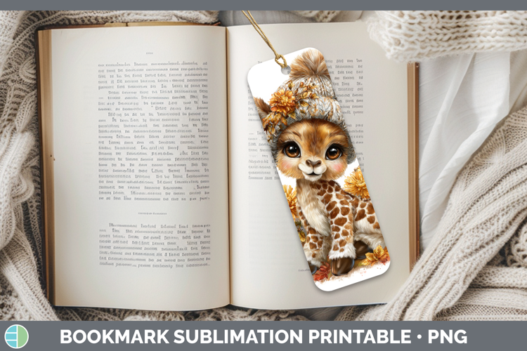 Giraffe Bookmark Animals Knit Hat Sublimation Printable Desi