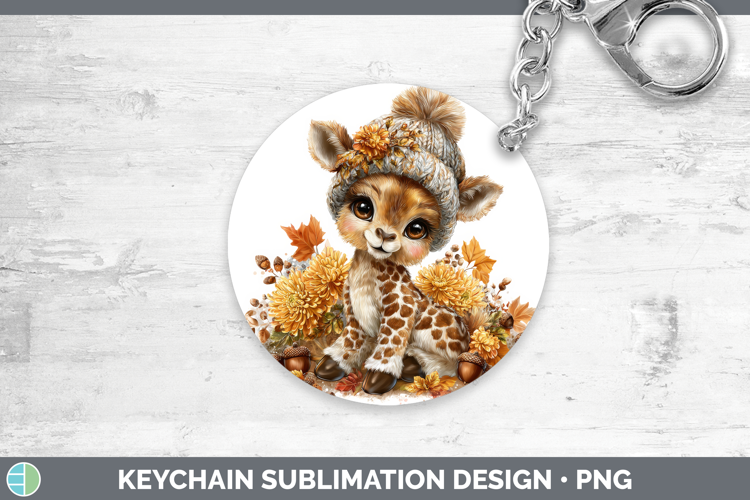 Giraffe Keychain Animals Knit Hat Sublimation Keyring Design