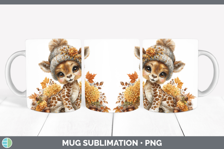 Giraffe Mug Wrap Animals Knit Hat Sublimation Coffee Cup Des