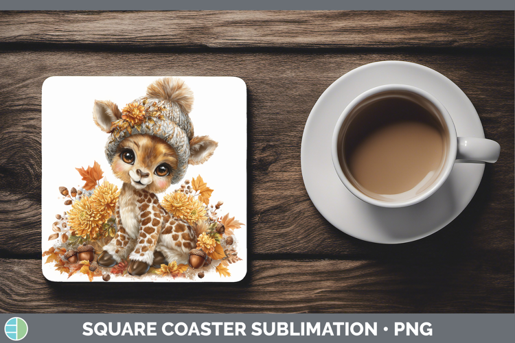 Giraffe Square Coaster Animals Knit Hat Sublimation Coaster